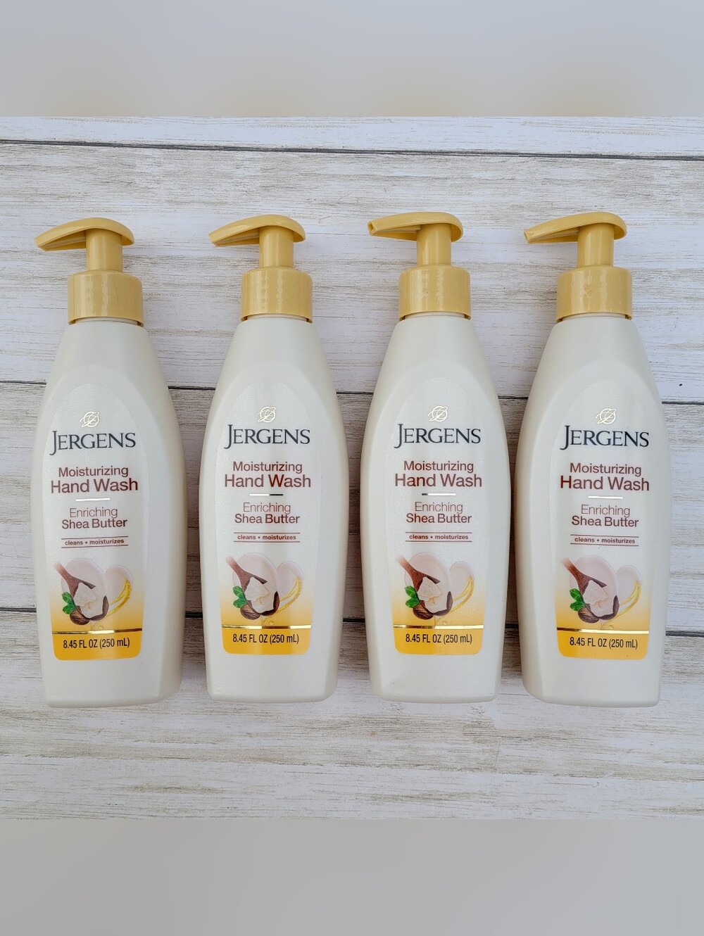 Jergens Moisturizing Hand Wash Pump Soap Bottles Enriching Shea Butter (4 Pack)
